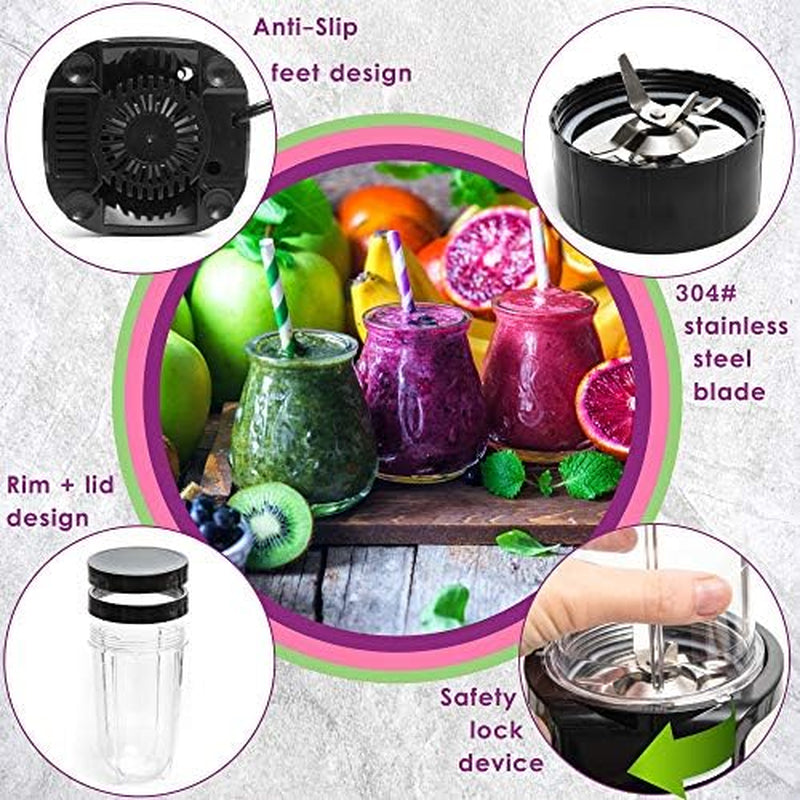 Minismoothie Blender, Compact Personal Blender with Additional Cups Bullet Shape for Frozen Drinks, To-Go Portable Cups with Lids, Juice & Smoothie Maker